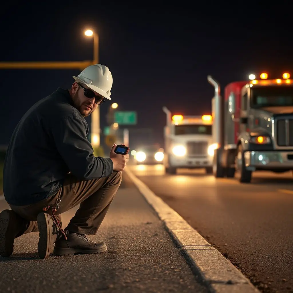 A professional tow truck operator checking the securement straps on a vehicle loaded onto a flatbed truck in Euless.