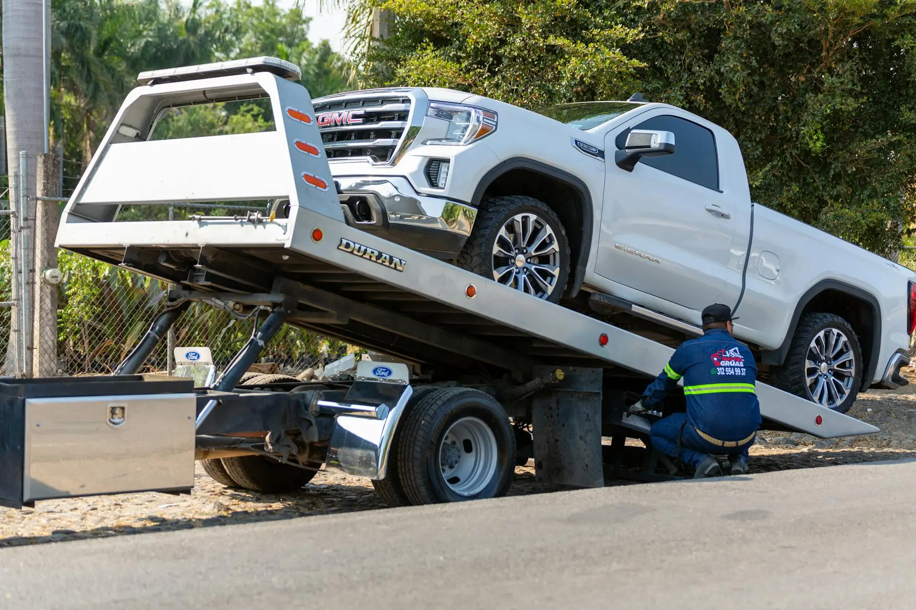 A close-up of a tow truck's heavy-duty winch and steel cable, ready for recovery operations in Hurst.